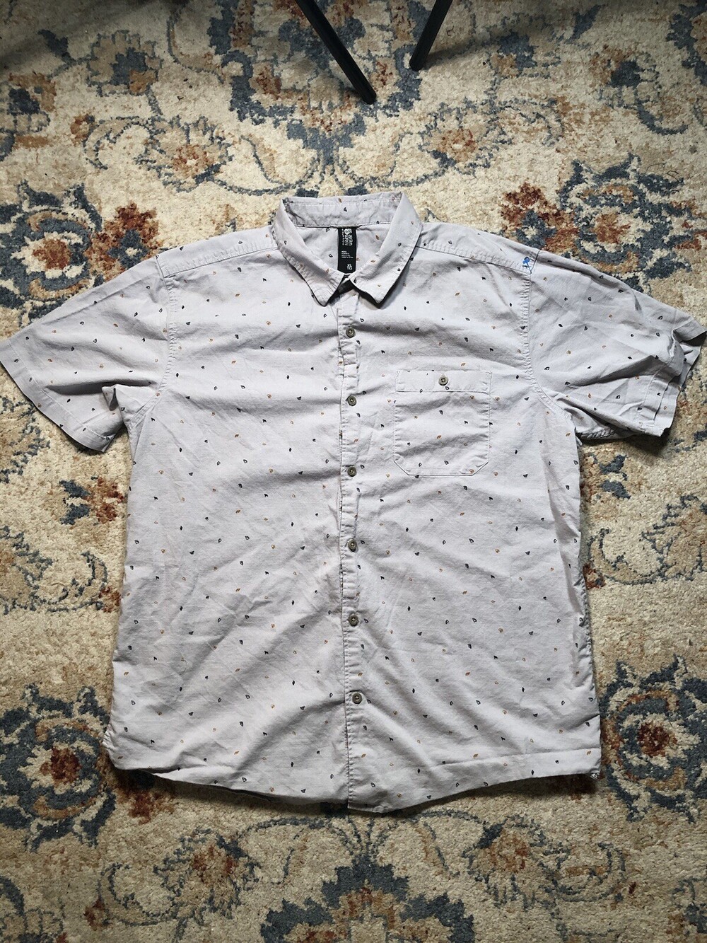 Mountain Hardwear Shirt Men’s XL Grey Geometric Print Button Up Gorpcore